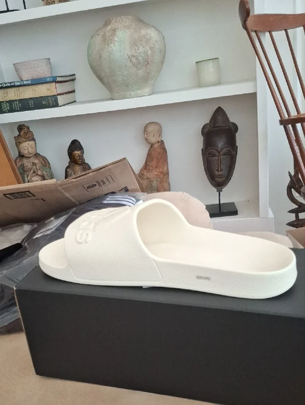 adidas Men’s Slide Sandal in Off-White Cream